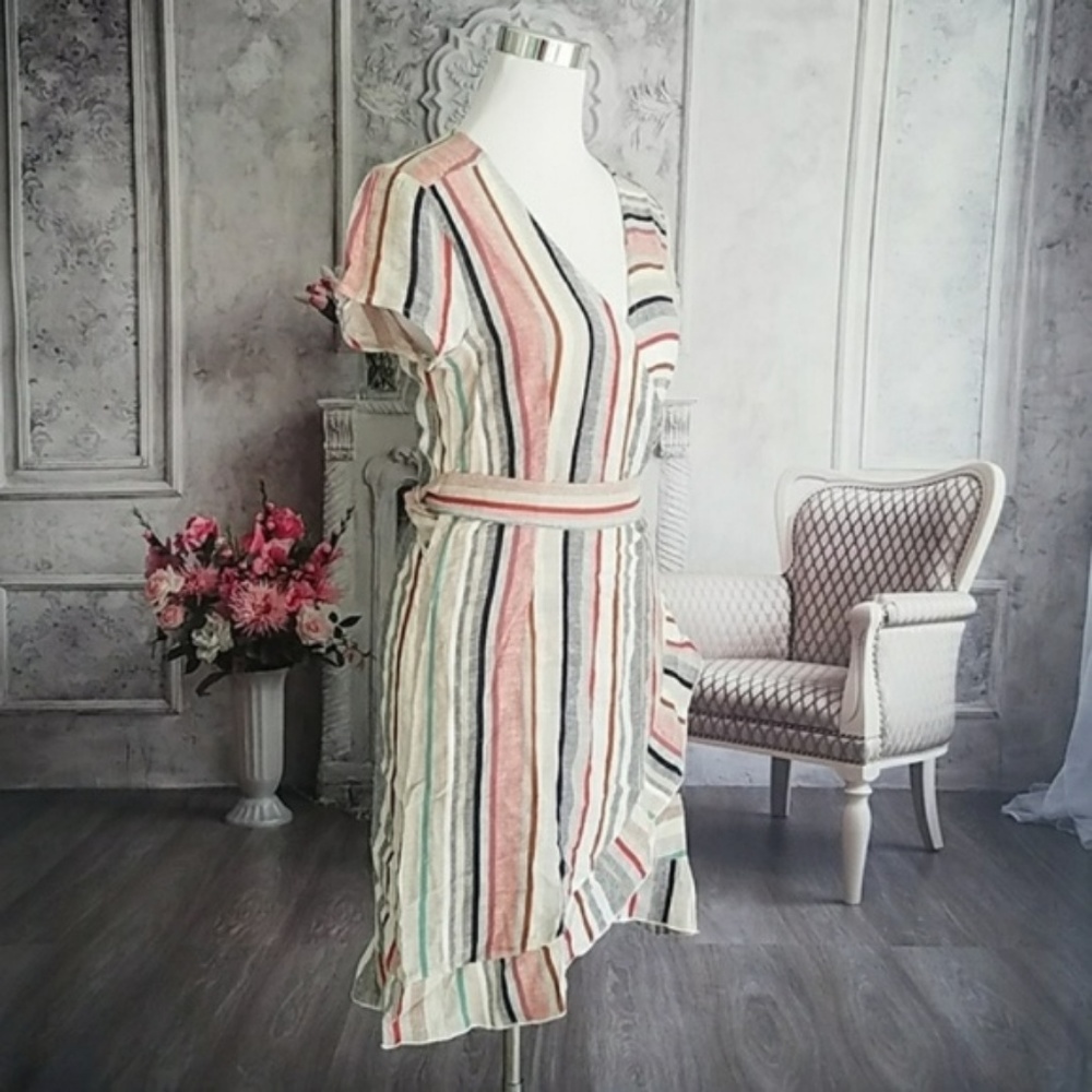 Free People Women's Wrap It Up Stripe Dress NWT - Picture 4 of 7